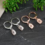 Pendientes Personalizados Minimalistas Estrella Polar del Norte con Piedra de Cumpleaños Regalo de San Valentín para Mujer