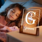 Personalisierte Schwanensee Ballett Mädchen Name Initialen LED-Nachtlicht mit hölzernen Basis Kind Schlafzimmer Dekoration Geburtstagsgeschenk für Mädchen Ballett-Liebhaber
