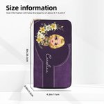 Personalizada Nacimiento Flor Guirnalda Cartoon Nombre Cartera de mano de cuero con múltiples compartimentos Regalo de cumpleaños para las mujeres