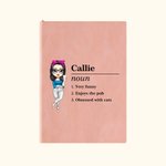 Personalisierte Cartoon Trinken Charakter Name Definition A5 Leder Notizbuch mit 100 linierten Seiten Geburtstag Freundschaft Büro Geschenk für Frauen Männer
