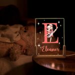 Personalisierte Schwanensee Ballett Mädchen Name Initialen LED-Nachtlicht mit hölzernen Basis Kind Schlafzimmer Dekoration Geburtstagsgeschenk für Mädchen Ballett-Liebhaber