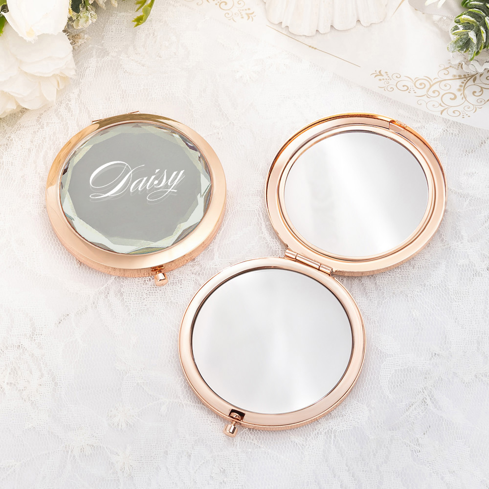 Miroir de maquillage compact personnalisé Miroir plié avec nom Mariage Mariée Cadeau de douche pour elle Demoiselle d'honneur