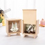 Personalized Cartoon Dragon Castle Initial Wood Clear Money Box Piggy Bank with Name Birthday for Kids