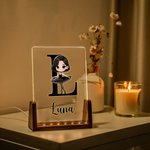 Personalisierte Schwanensee Ballett Mädchen Name Initialen LED-Nachtlicht mit hölzernen Basis Kind Schlafzimmer Dekoration Geburtstagsgeschenk für Mädchen Ballett-Liebhaber