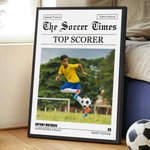 Personalized Soccer Time 1-4 Photos Painting Poster with Text and Housewarming Birthday Gift for Soccer Players