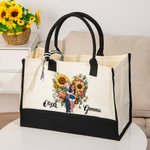 Personalisierte florale Herzkranz Cartoon umarmen Paar große Canvas-Tasche mit Namen Valentinstag Jahrestag Geburtstag Geschenk für Ehepaar