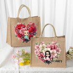 Sac en toile de jute avec nom Cadeau de Saint-Valentin pour ami(e) famille