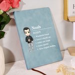 Personalisierte Cartoon Trinken Charakter Name Definition A5 Leder Notizbuch mit 100 linierten Seiten Geburtstag Freundschaft Büro Geschenk für Frauen Männer