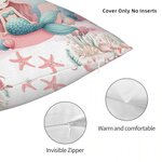 Personalised Fantasy Mermaid Throw Pillow Cover with Initial and Name Home Decor Birthday Baby Shower Gift for Kids