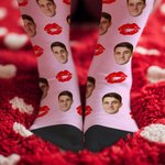 Henkilökohtainen monivärinen muotokuva valokuva punainen huuli tulostaa suunnittelu putki sukat Ystävänpäivä vuosipäivä lahja pariskunnalle