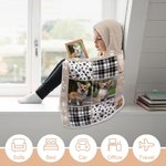 Gepersonaliseerde Paw Print 4 of 6 Hond Kat Foto Collage Zachte Hooded Deken met Naam Herdenking Sympathie Gift voor Verlies van Huisdier