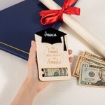 Personalized Wooden Acrylic Academic Hat Money Holder with Engraved Name and Text Cash Favor Graduation Gift for Class of 2025 Graduates