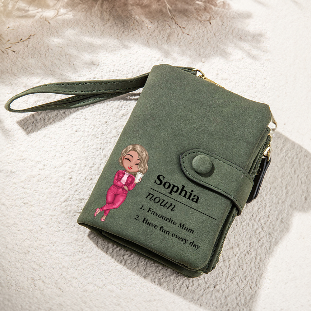 Portafoglio bifold in pelle da uomo personalizzato con nome e testo