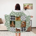 Gepersonaliseerde Paw Print 4 of 6 Hond Kat Foto Collage Zachte Hooded Deken met Naam Herdenking Sympathie Gift voor Verlies van Huisdier