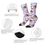 Personalisierte Liebespaar Schwester Foto-Portrait Socken mit Rotem Herz und Namen Mehrfarbig Jahrestag Valentinstag Geschenk für Besties Freunde BFF