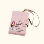 Personalised Cartoon Fashion Character Name Definition Leather Tri-folded Wristlet Wallet with Card Holder Birthday Friendship Gift for Women Men