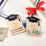 Personalized Wooden Acrylic Academic Hat Money Holder with Engraved Name and Text Cash Favor Graduation Gift for Class of 2025 Graduates