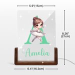 Personalisierte Schwanensee Ballett Mädchen Name Initialen LED-Nachtlicht mit hölzernen Basis Kind Schlafzimmer Dekoration Geburtstagsgeschenk für Mädchen Ballett-Liebhaber