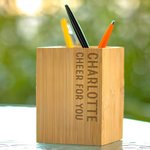 Gepersonaliseerde Minimalistische Gegraveerde Naam Datum Bamboe Pennenhouder Bureau Organisator Home Decor Verjaardag Kantoor Cadeau voor Vrienden Collega's
