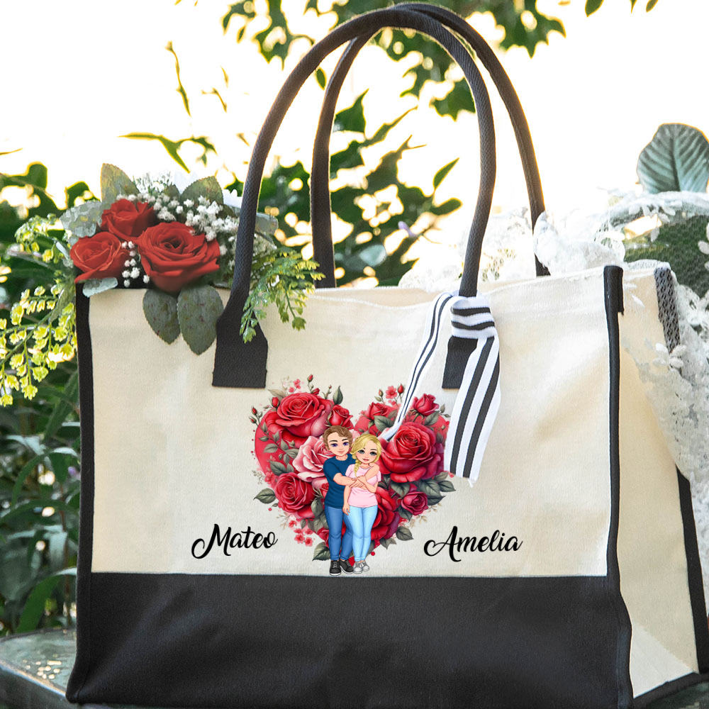 Sac en toile avec nom Cadeau d'anniversaire de St Valentin pour couple
