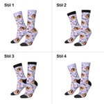 Personalisierte Liebespaar Schwester Foto-Portrait Socken mit Rotem Herz und Namen Mehrfarbig Jahrestag Valentinstag Geschenk für Besties Freunde BFF