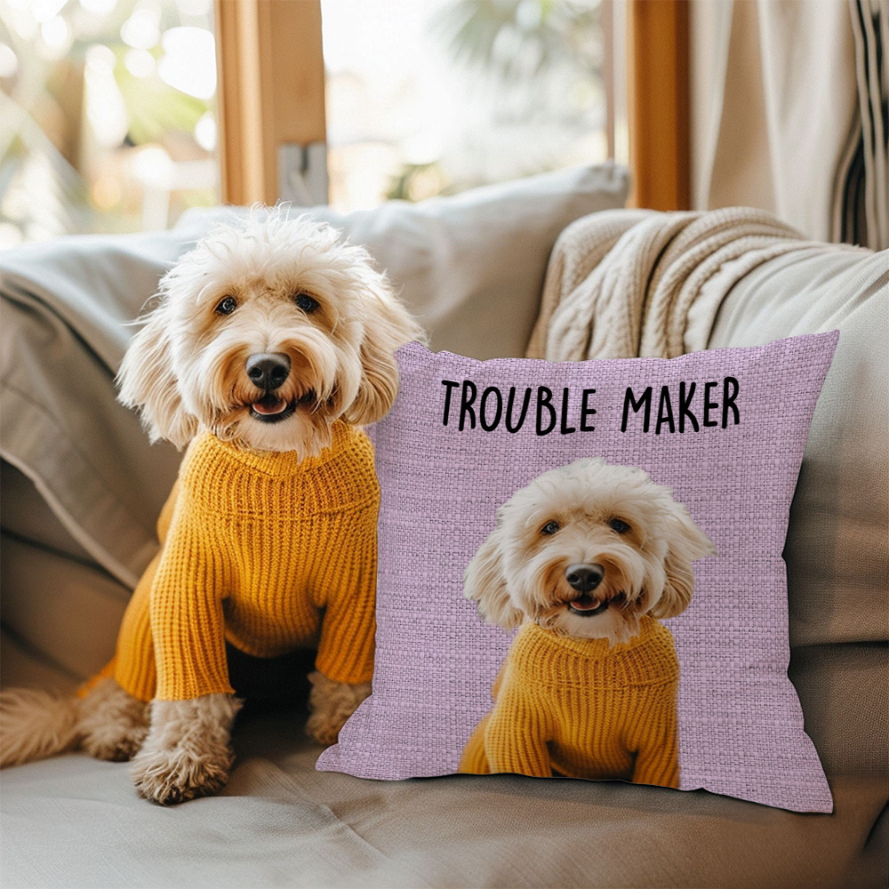 Personnalisé 1-6 chien chat photos collage Trouble Maker doux jeté couvre oreiller Home Decor Birthday Gift for Pet Lover
