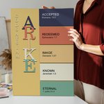 Personalized God Says I Am Name Meaning on Bible Verse Colorful Canvas Painting Inspirational Wall Art Baptism Birthday Gift for Kids Family