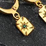 Pendientes Personalizados Minimalistas Estrella Polar del Norte con Piedra de Cumpleaños Regalo de San Valentín para Mujer