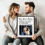 Personalized New York Times Style Love Heart Photo Canvas Painting with Names Year Wall Decor Birthday Valentine's Day Anniversary Gift for Couple