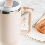 Personalized Pink Bow Heart Initial Water Bottle Handle Charm for Stanley Style Tumbler Valentine's Day Birthday Gift for Girls Women