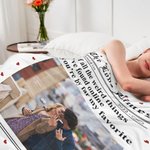 Personalisierte die New York Times Design Herz Rand Foto weiche Decke mit Titel Namen Jahr Valentinstag Jahrestag Geschenk für Paar