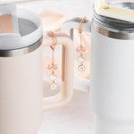 Personalized Pink Bow Heart Initial Water Bottle Handle Charm for Stanley Style Tumbler Valentine's Day Birthday Gift for Girls Women