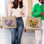 Personalised Heart Flower Reusable Jute Tote Bag with Name Travel Accessories Valentine's Day Anniversary Gift for Women Girls