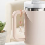 Personalized Pink Bow Heart Initial Water Bottle Handle Charm for Stanley Style Tumbler Valentine's Day Birthday Gift for Girls Women