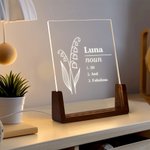 Personalised Birth Flower Name Definition LED Night Light Home Decor Birthday Gift for Women