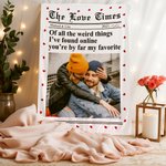 Personalisierte die New York Times Design Herz Rand Foto weiche Decke mit Titel Namen Jahr Valentinstag Jahrestag Geschenk für Paar