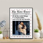 Personalized New York Times Style Love Heart Photo Canvas Painting with Names Year Wall Decor Birthday Valentine's Day Anniversary Gift for Couple