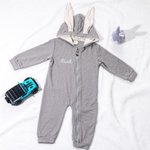 Henkilökohtainen monivärinen kirjailtu nimi pupu korvat 100% puuvilla Bodysuit integroitu vetoketju Syntymäpäivä pääsiäinen vauva kaste lahja pikkulap