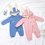 Henkilökohtainen monivärinen kirjailtu nimi pupu korvat 100% puuvilla Bodysuit integroitu vetoketju Syntymäpäivä pääsiäinen vauva kaste lahja pikkulap