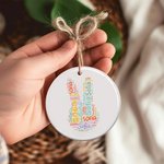 Nube de palabras personalizada Conejito nombre repetido Cesta de Pascua de cerámica Etiqueta Decoración del hogar Pascua Regalo para los niños