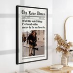 Personalized New York Times Style Love Heart Photo Canvas Painting with Names Year Wall Decor Birthday Valentine's Day Anniversary Gift for Couple
