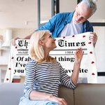 Personalisierte die New York Times Design Herz Rand Foto weiche Decke mit Titel Namen Jahr Valentinstag Jahrestag Geschenk für Paar