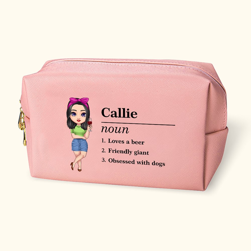 Sac de maquillage en cuir PU avec personnage de dessin animé Accessoire de voyage Cadeau d'anniversaire pour les femmes