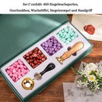 Personalisiertes Retro Siegelstempel-Set mit Handgriff Wachsperlen Wachssiegelwärmer Löffel Box Hochzeit Geburtstag Geschenk für Paar Bastelliebhaber
