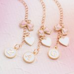 Personalized Pink Bow Heart Initial Water Bottle Handle Charm for Stanley Style Tumbler Valentine's Day Birthday Gift for Girls Women