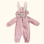 Henkilökohtainen monivärinen kirjailtu nimi pupu korvat 100% puuvilla Bodysuit integroitu vetoketju Syntymäpäivä pääsiäinen vauva kaste lahja pikkulap