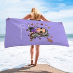 Toalla de playa personalizada de dibujos animados de fútbol con nombre, de tamaño extragrande, suave y de secado rápido, para tomar el sol y viajar en verano, un regalo esencial para mujeres y niñas.