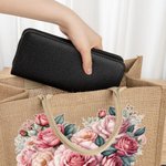 Personalised Heart Flower Reusable Jute Tote Bag with Name Travel Accessories Valentine's Day Anniversary Gift for Women Girls