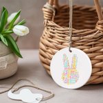Nube de palabras personalizada Conejito nombre repetido Cesta de Pascua de cerámica Etiqueta Decoración del hogar Pascua Regalo para los niños