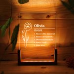 Personalised Birth Flower Name Definition LED Night Light Home Decor Birthday Gift for Women